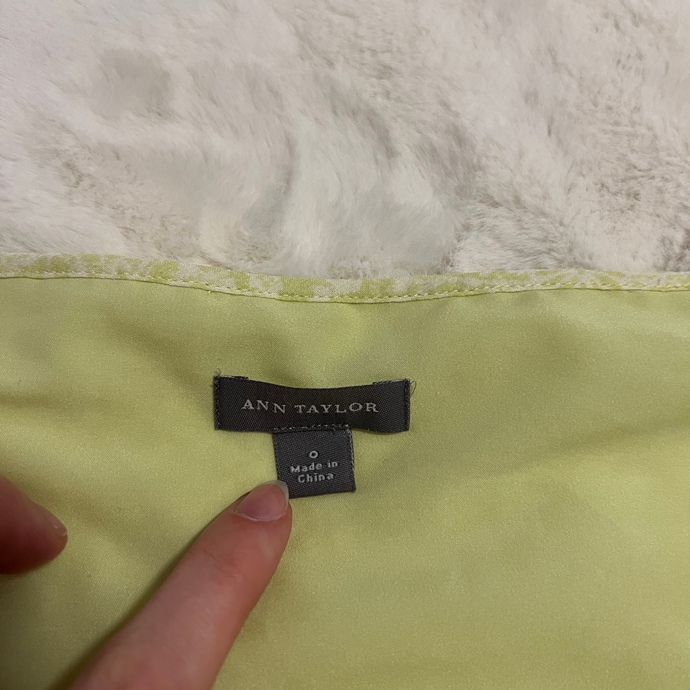 Ann Taylor Light Green Sheer V-Neck Blouse - Picture 2 of 6